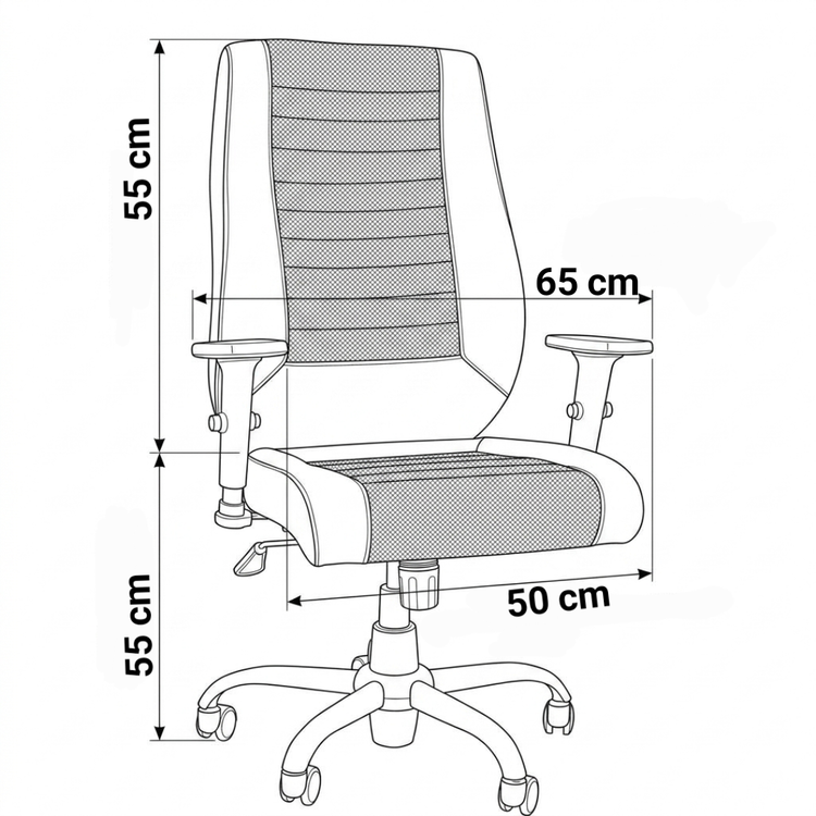 Emperor K650 Professional Task Chair with Adjustable Arms & Gel Wheels - 2 Year Warranty
