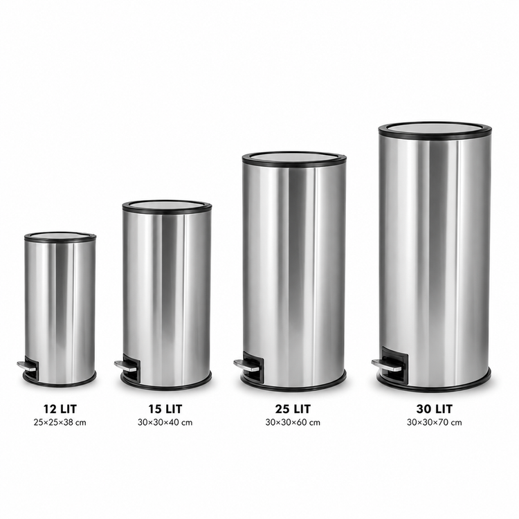 سطل زباله پدالی استیل آکا مدل Z2140 در ظرفیت 12، 15، 25 و 30 لیتر