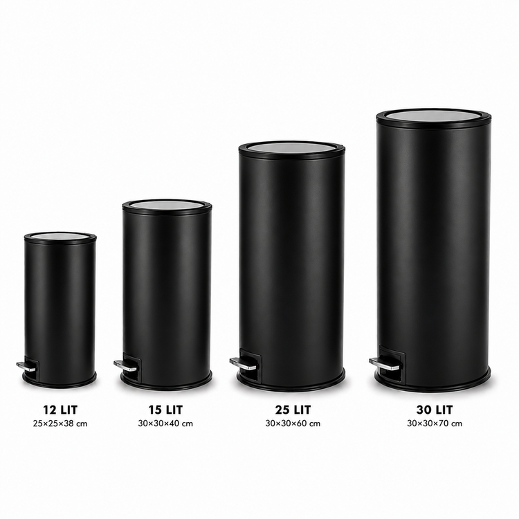 سطل زباله پدالی مشکی آکا مدل Z2140 در ظرفیت 12، 15، 25 و 30 لیتر