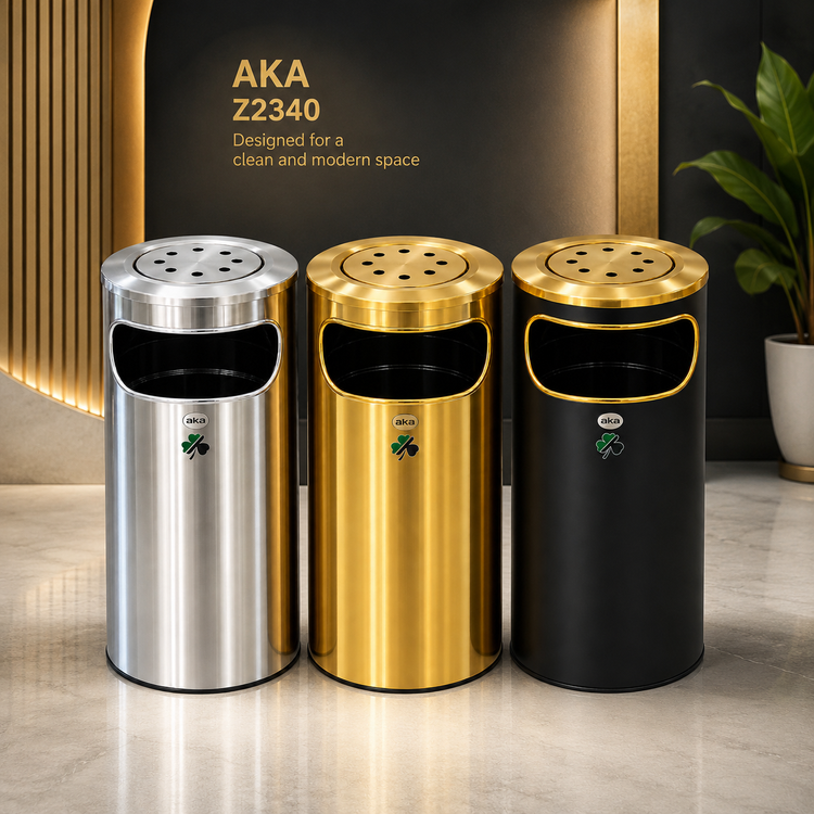 سطل زباله جاسیگاری استیل آکا Z2340 ضد زنگ با پوشش PVD